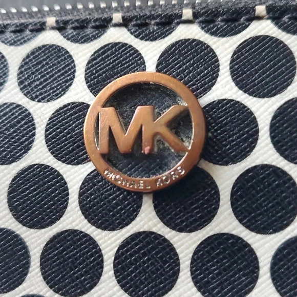 Michael Kors Black and White Polka Dot Wallet - Picture 8 of 14